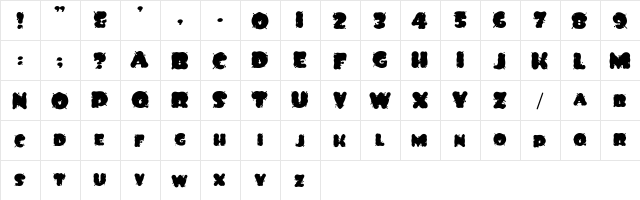 Spilt Ink Regular  glyph index