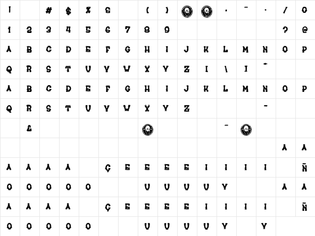 drunk company Regular  glyph index