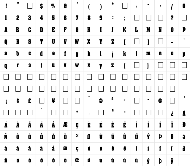 FZ ROMAN 3 COND Light  glyph index