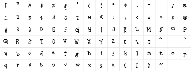 LD Funny Serif Regular  glyph index