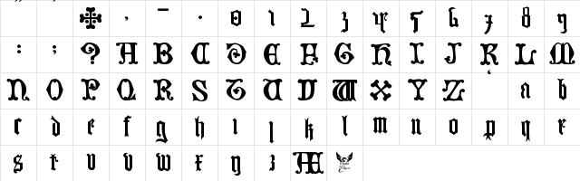 German Blackletters, 15th c. Regular  glyph index