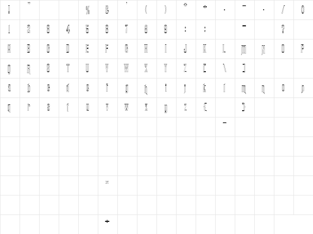 MansionOutline Regular  glyph index