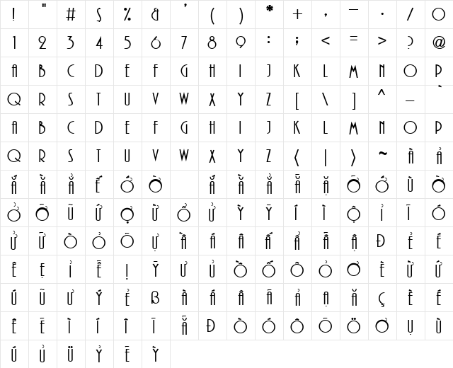 VPS Da Nang Hoa Regular  glyph index