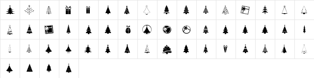 KG Christmas Trees Regular  glyph index