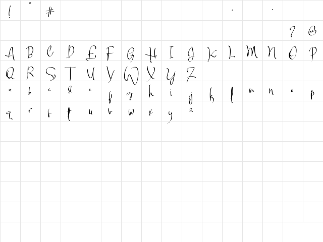 Billortte Two_Regular Regular  glyph index