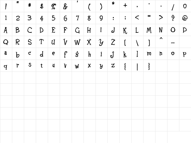 AL Young Crafter Regular  glyph index