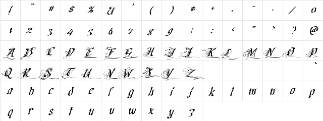 Elizabeth 2 Regular  glyph index