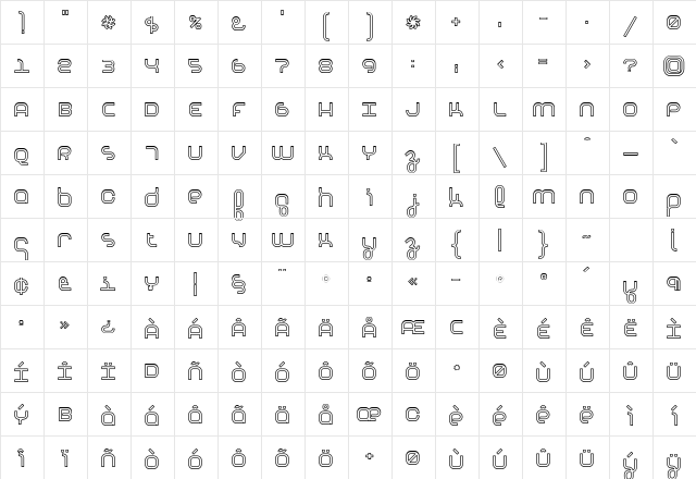 Basis HeavyOutline  glyph index