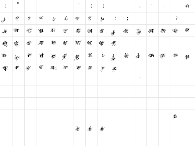 Chic decay Regular  glyph index