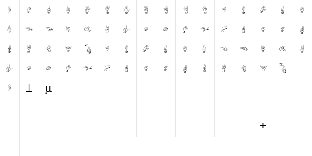ASLSSK Regular  glyph index