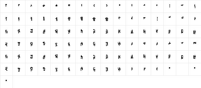 Squiznor BB Regular  glyph index