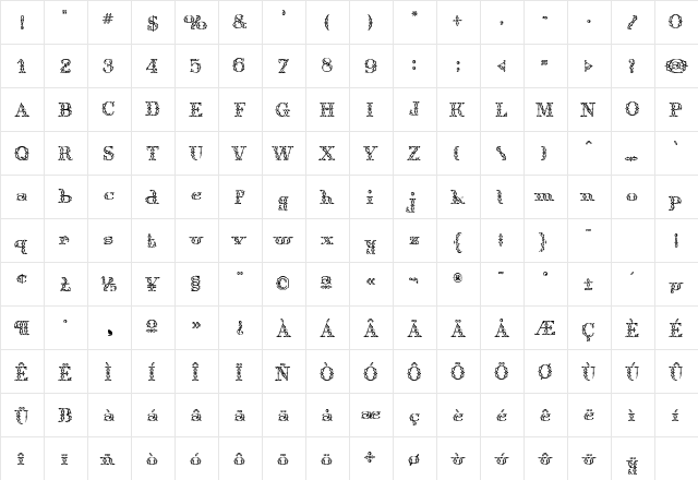 Weinbeck Regular  glyph index