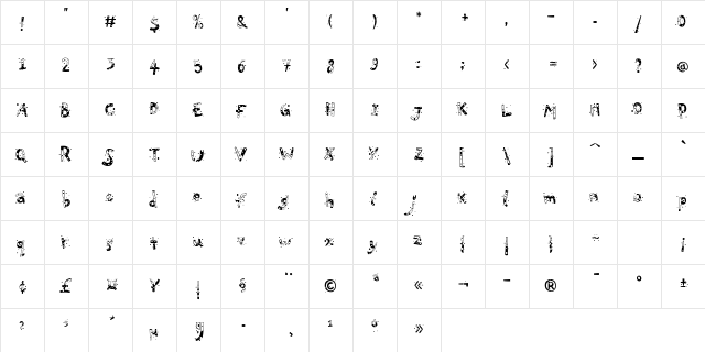 PF Playskool Pro Confetti Regular  glyph index