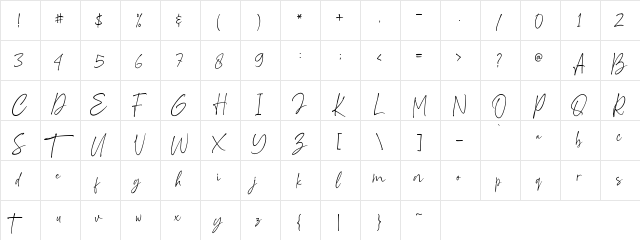 Ravellin Regular  glyph index