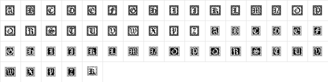 XmasCaps Regular  glyph index