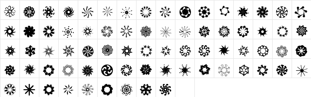 AleOrnamentsRotatoLL Regular  glyph index