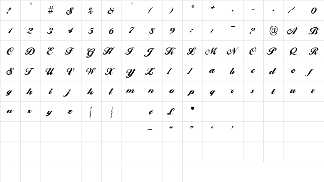 ProgenaScriptSSK Regular  glyph index