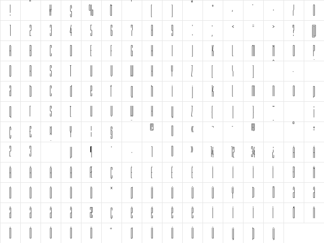 Briem Akademi Std Compressed  glyph index