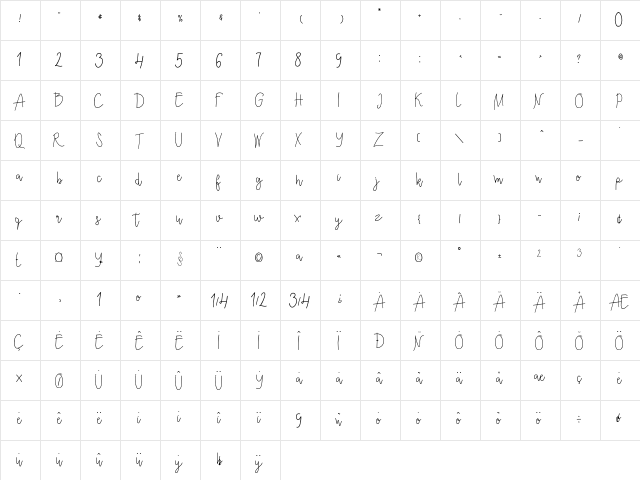 Ecuador Regular  glyph index