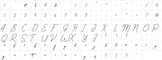 Gilberta Dafont Regular  glyph index