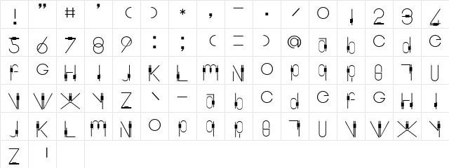 Sbarra Plain Regular  glyph index