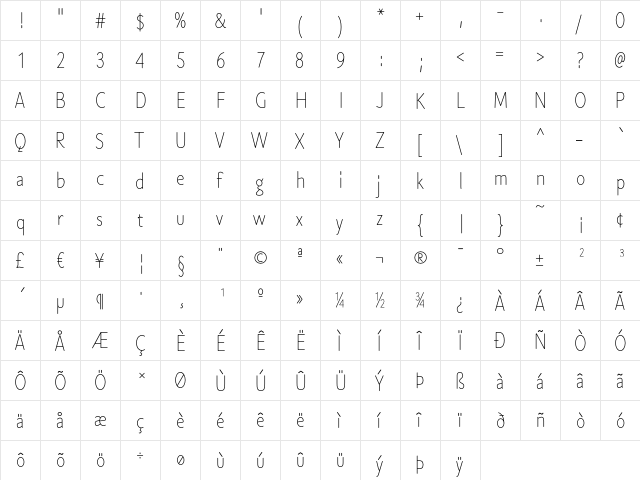Cen Pro Light Regular  glyph index
