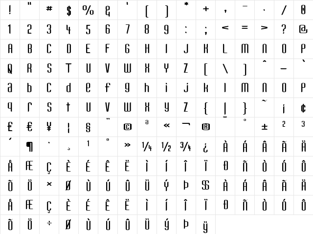 Kandide Unicase Wide Regular  glyph index
