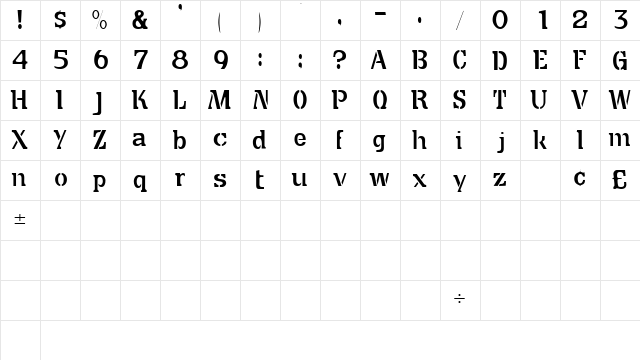 CuteCrateSSK Regular  glyph index