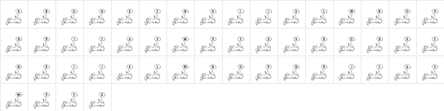 101! Font VisionZ Regular  glyph index