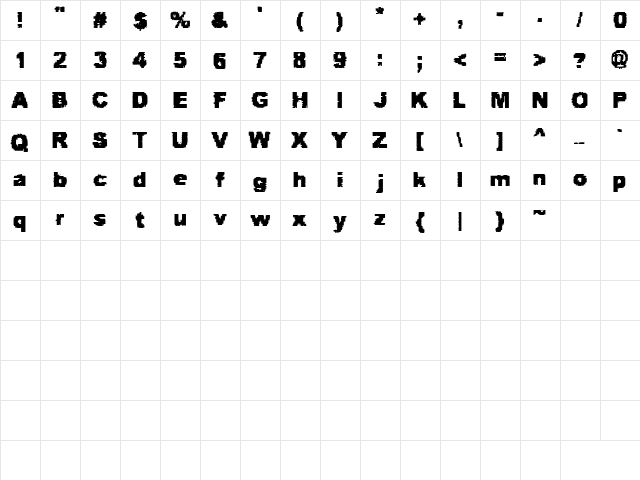 Scottie and Judy Regular  glyph index