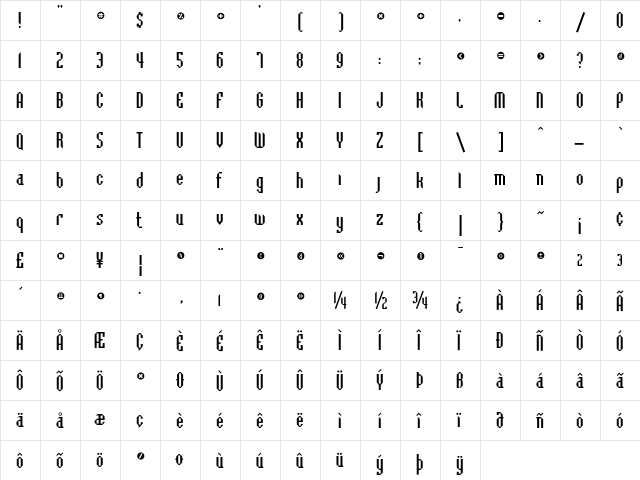 BadlocICG Bevel  glyph index