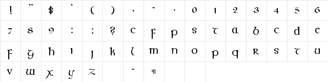 CallifontsF62TrueType Regular  glyph index