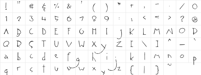 PC Uneven Regular  glyph index