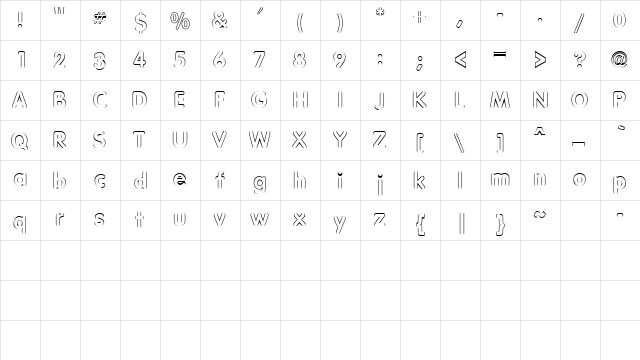 BogeyOutlineSSK Regular  glyph index
