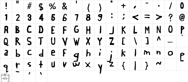 Buttweasel Regular  glyph index