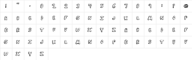 Funky Muskrat Regular  glyph index