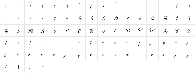 Marria Script Regular  glyph index