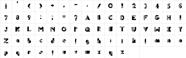 Streetside Regular  glyph index