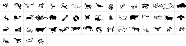 Cave Paintings Regular  glyph index