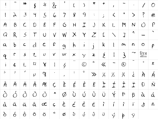 LEHN177 Regular  glyph index