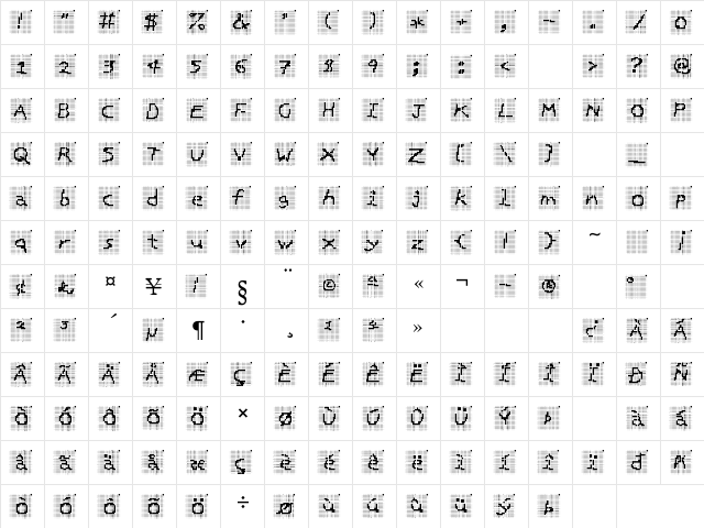 Gangsta? Regular  glyph index