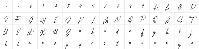 Robusta II Regular  glyph index