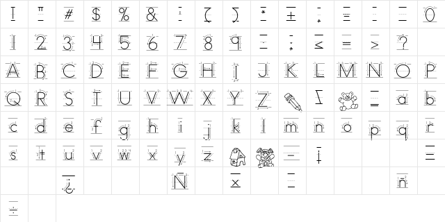 AbcPrintArrow Regular  glyph index