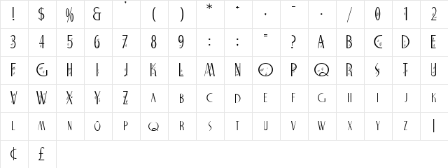 Autumn Nights Regular  glyph index