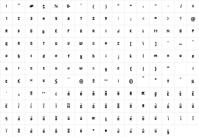 C Web Small  glyph index