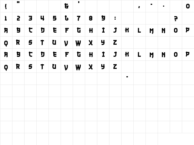 Nuku Nuku Regular  glyph index