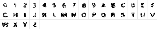 Bootyneck Regular  glyph index