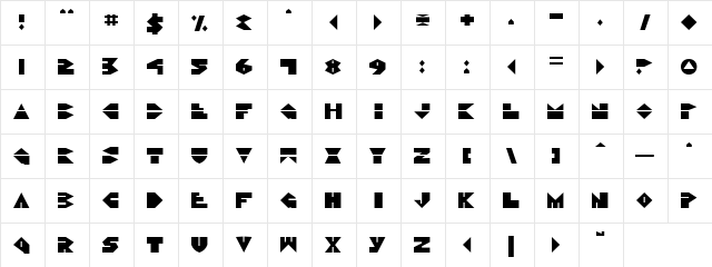 Balereno Regular  glyph index