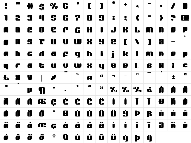 Quasar Pacer Expanded Expanded  glyph index
