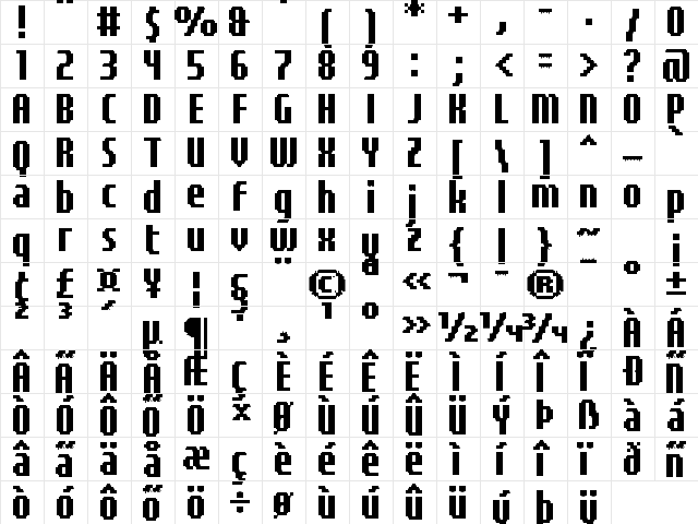UF Elementar Basica 13.21.1 a Regular  glyph index